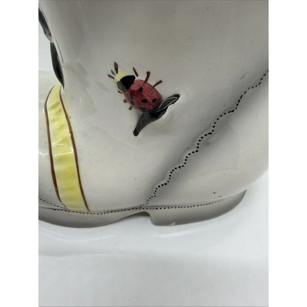 Vintage Italian Ceramic Shoe House Jar - Whimsical Boot Container- Hand Painted